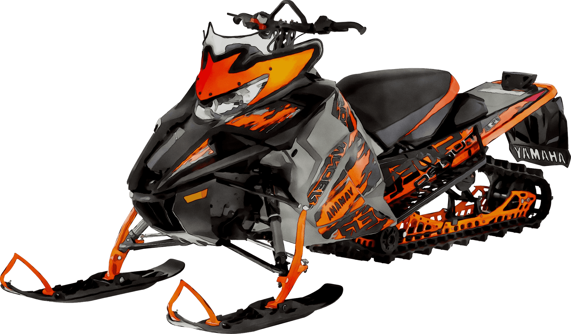 Orange Black Yamaha Snowmobile PNG image