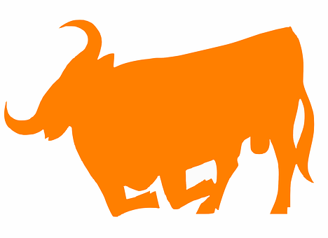 Orange Bull Silhouette PNG image