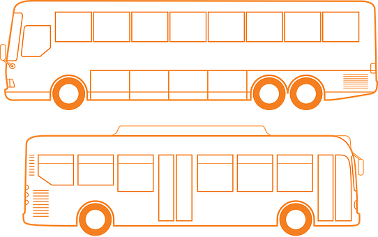 Orange Bus Outlines Vector Illustration PNG image