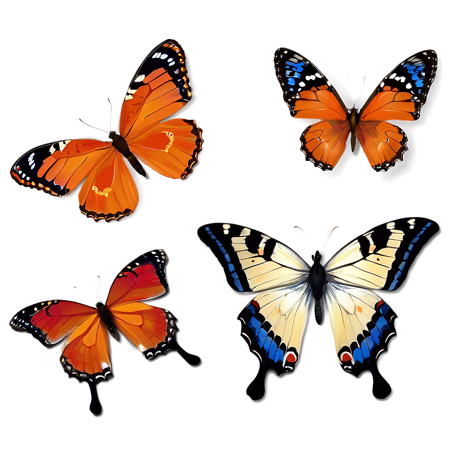 Orange Butterflies Png Jfu9 PNG image