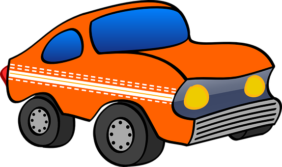 Orange Cartoon Car Illustration PNG image