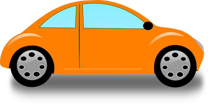 Orange Cartoon Car Side View PNG image