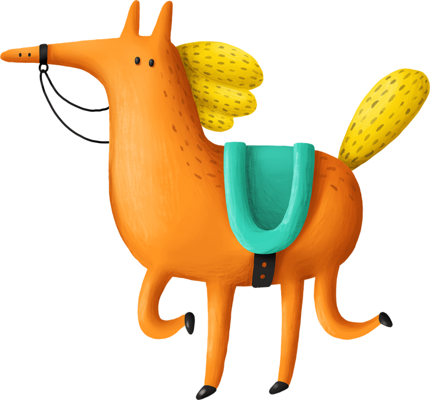 Orange Cartoon Horse Illustration PNG image