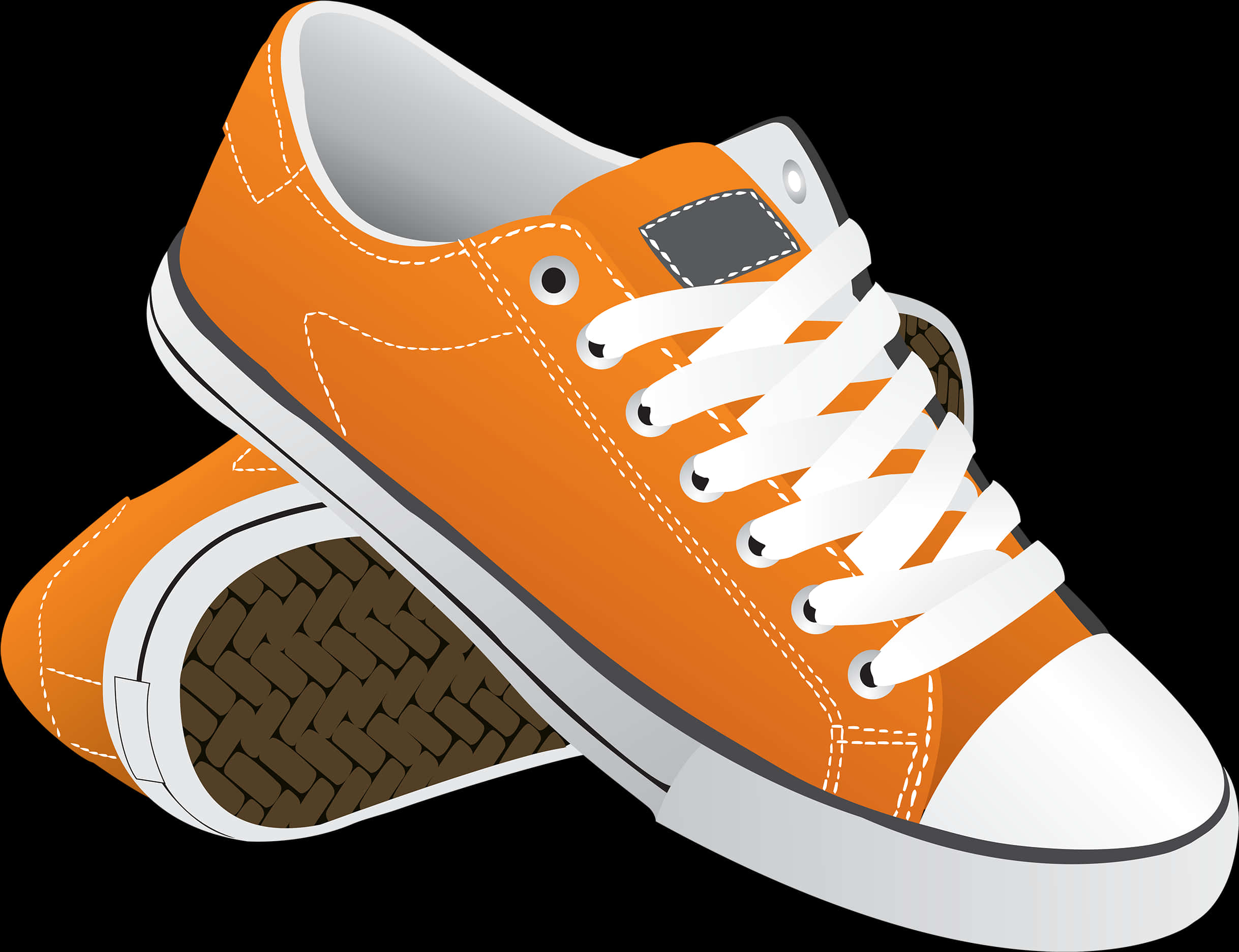 Orange Casual Sneakers Vector PNG image