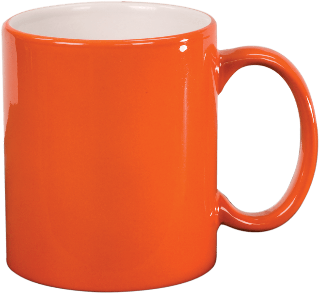 Orange Ceramic Coffee Mug PNG image