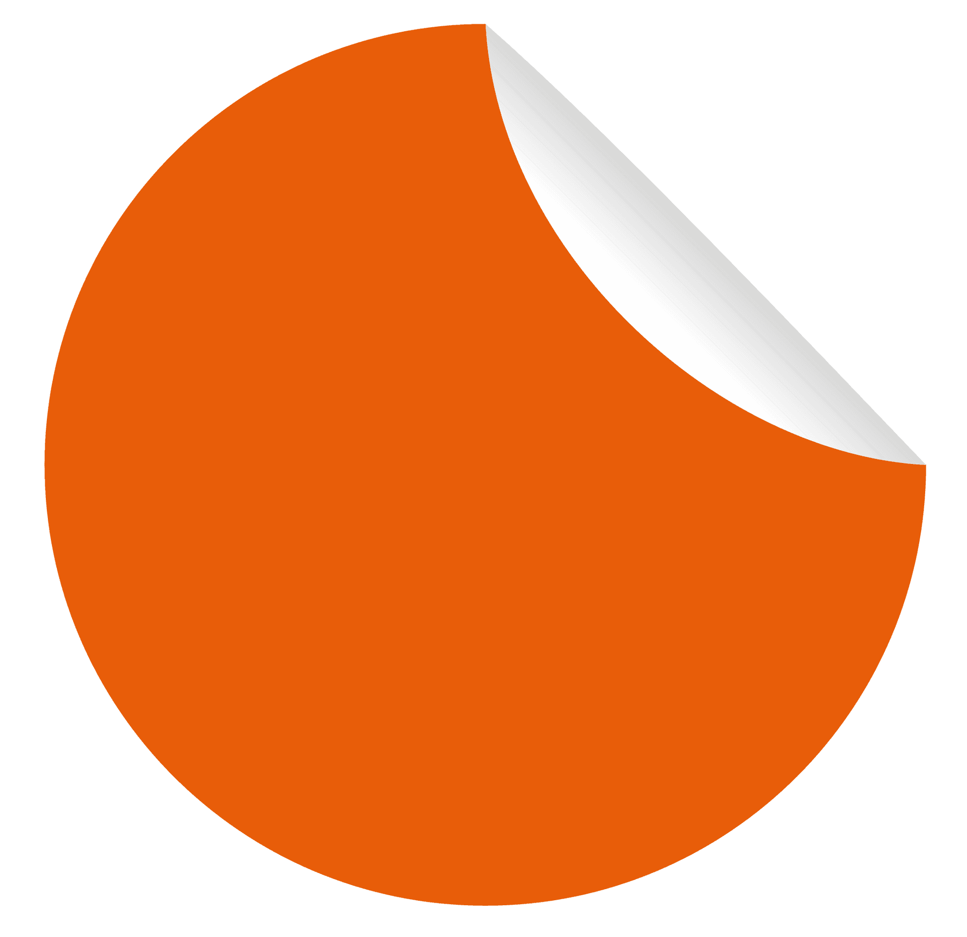 Orange Circle Peeled Corner Graphic PNG image