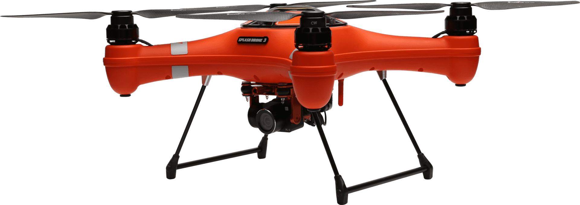 Orange Commercial Drone Profile View PNG image