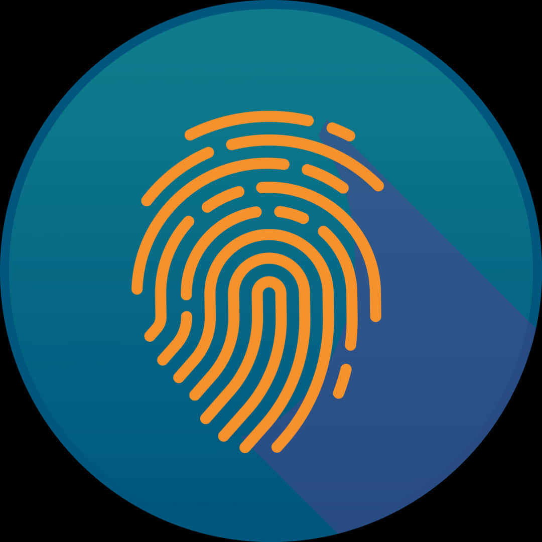 Orange Fingerprint Icon Dark Background PNG image