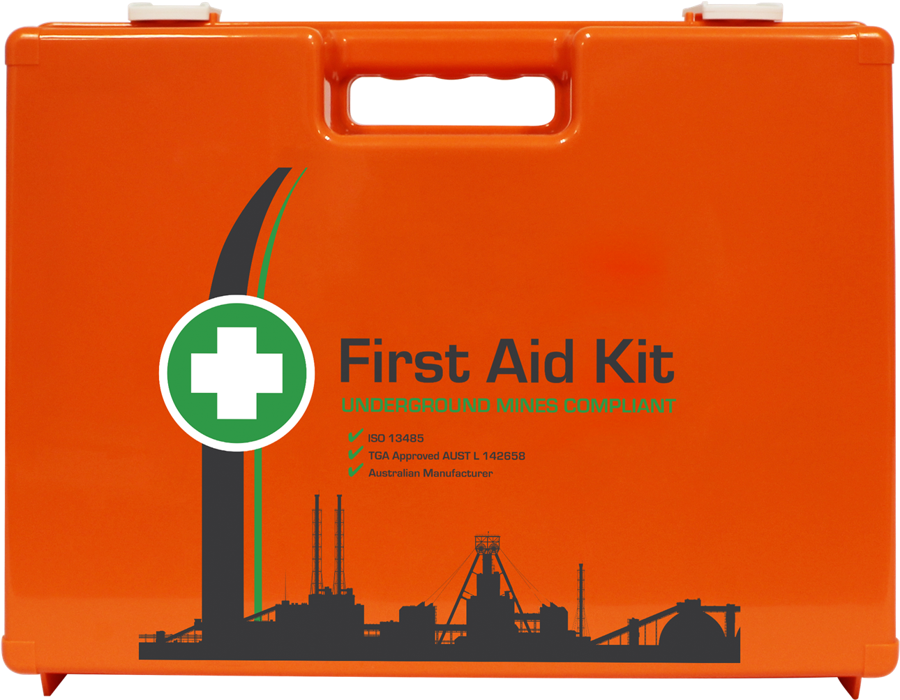 Orange First Aid Kit Underground Mines Compliant PNG image