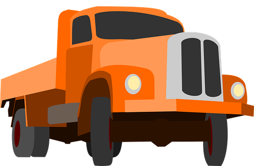 Orange Flatbed Truck Illustration PNG image