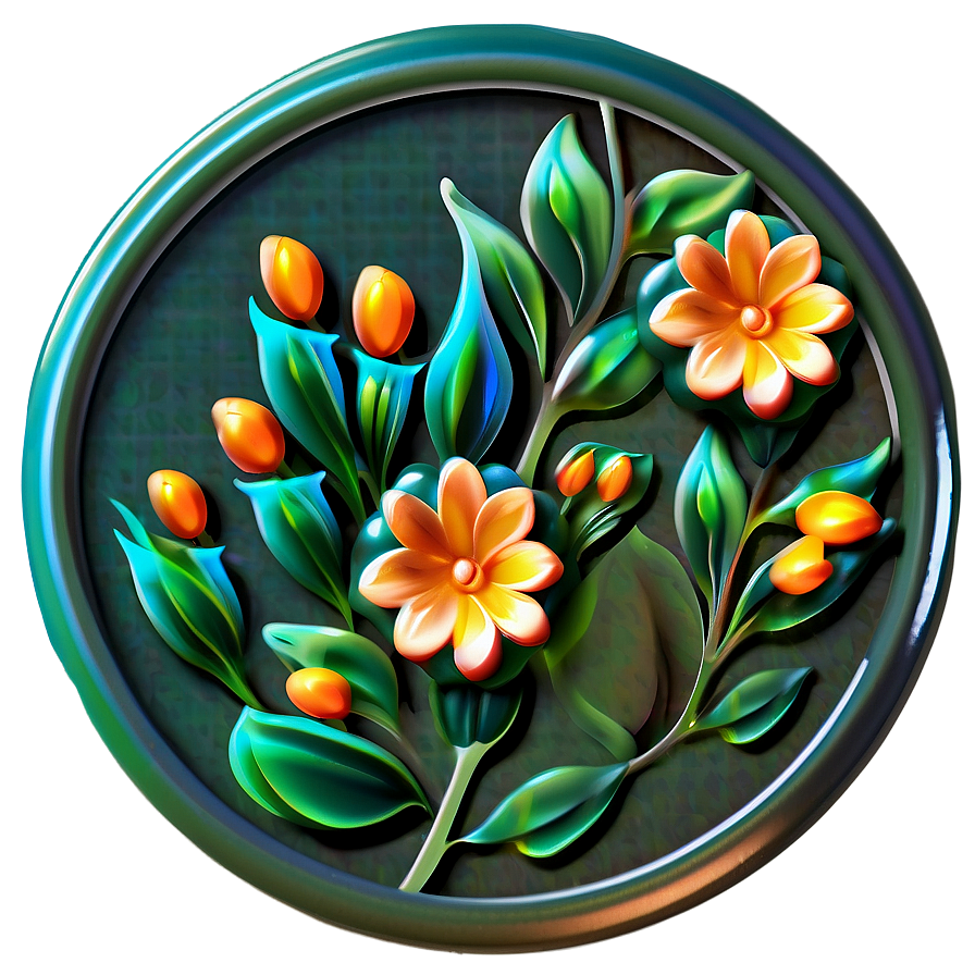 Orange Flower Badge Png Bqt25 PNG image