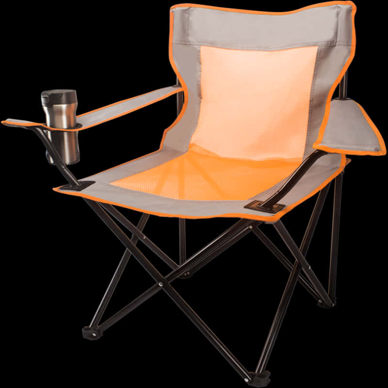 Orange Folding Camping Chair PNG image