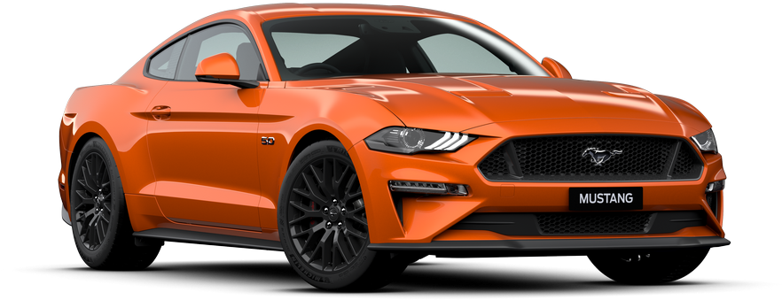 Orange Ford Mustang G T Side View PNG image