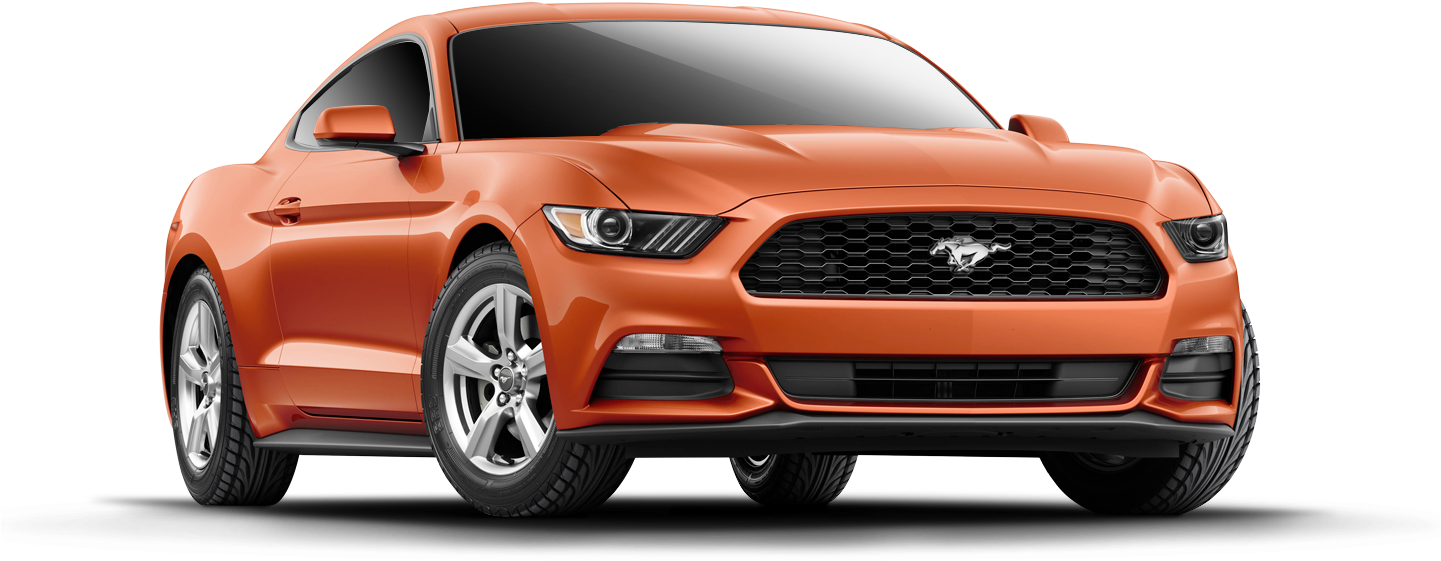 Orange Ford Mustang Side View PNG image