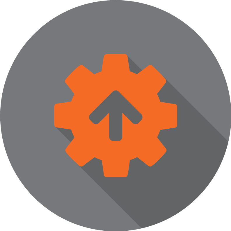 Orange Gear Arrow Icon PNG image