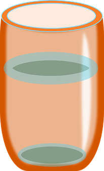 Orange Glass Half Fullof Water PNG image