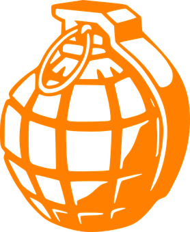 Orange Grenade Silhouette Graphic PNG image