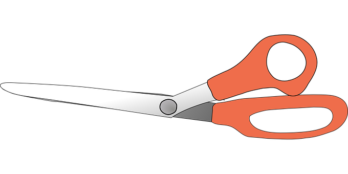 Orange Handled Scissors Black Background PNG image