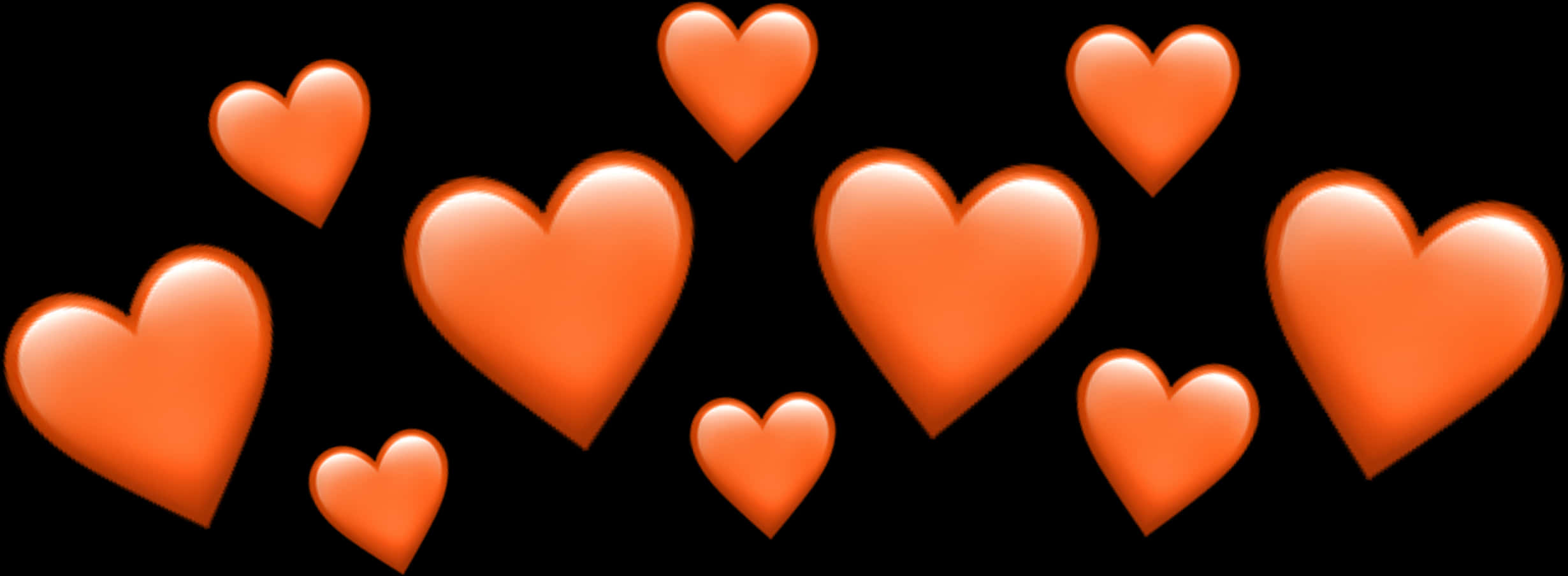 Orange Heart Emojis Black Background PNG image