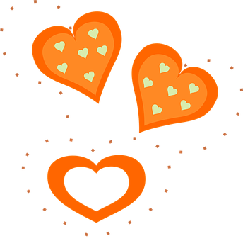Orange Hearts Black Background PNG image