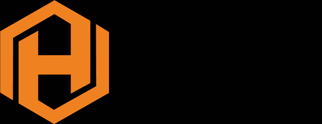 Orange Hexagon Logoon Black Background PNG image