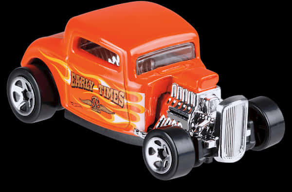 Orange Hot Wheels Hard Times Custom Car PNG image