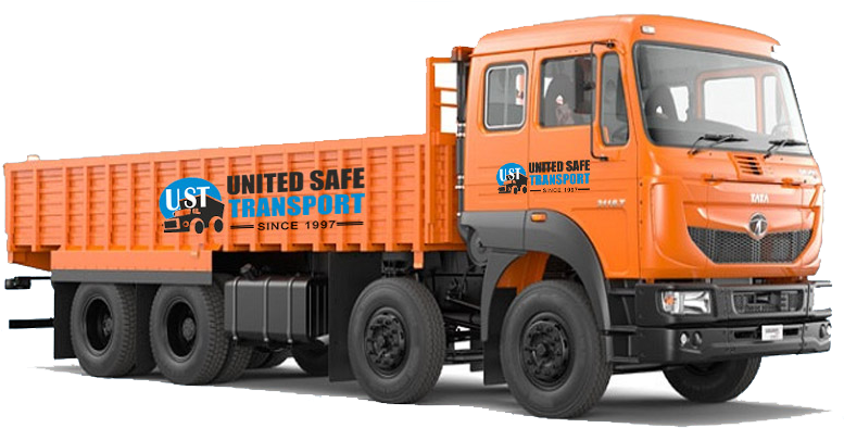 Orange Indian Lorry U S T Transport PNG image