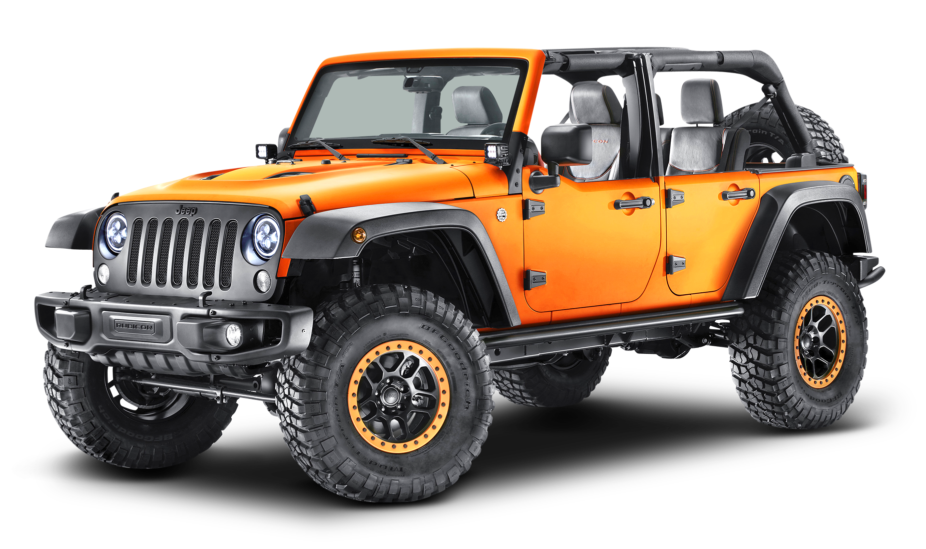 Orange Jeep Wrangler Offroad Vehicle PNG image