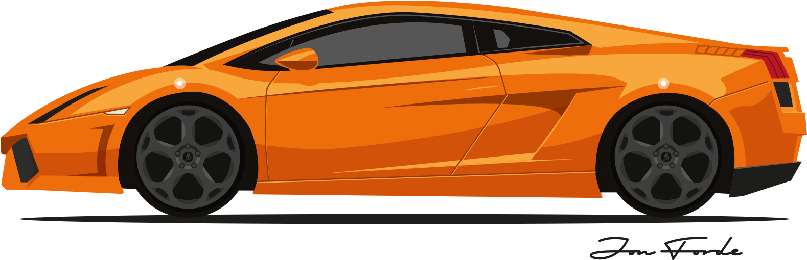 Orange Lamborghini Side View Vector PNG image