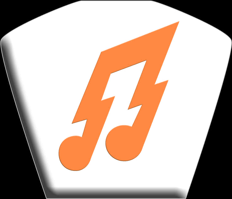 Orange Lightning Bolt Music Note Icon PNG image