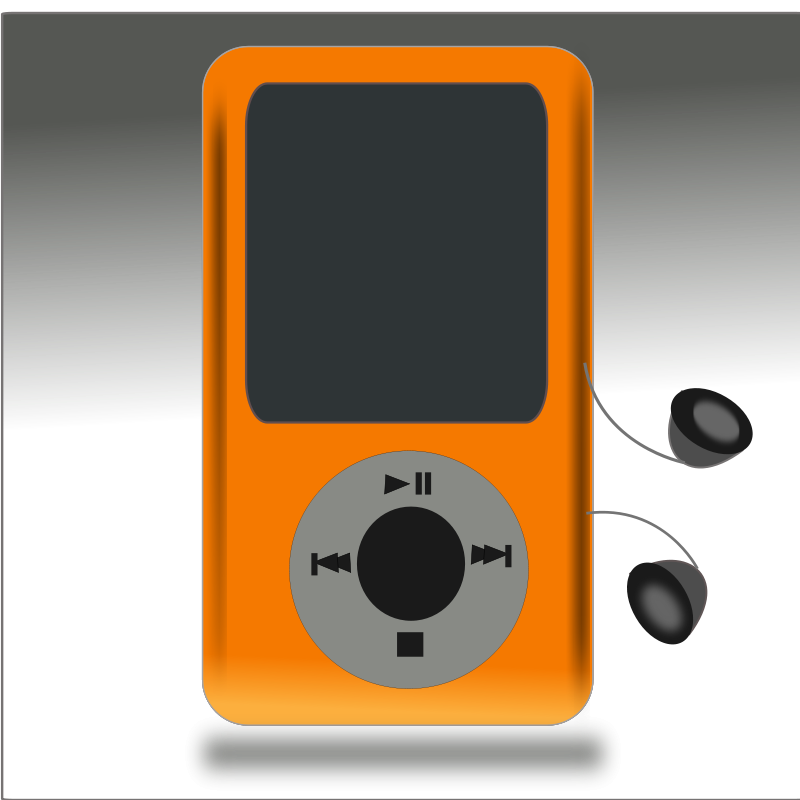 Orange M P3 Playerwith Earphones PNG image