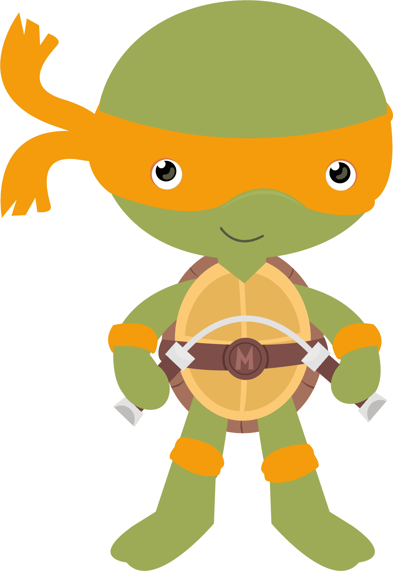 Orange Masked Turtle Cartoon PNG image