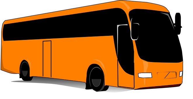 Orange Modern Bus Illustration PNG image