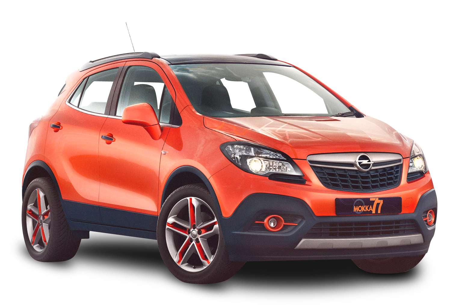 Orange Opel Mokka S U V PNG image