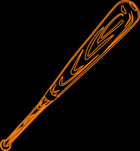 Orange Outlined Baseball Bat Illustration PNG image