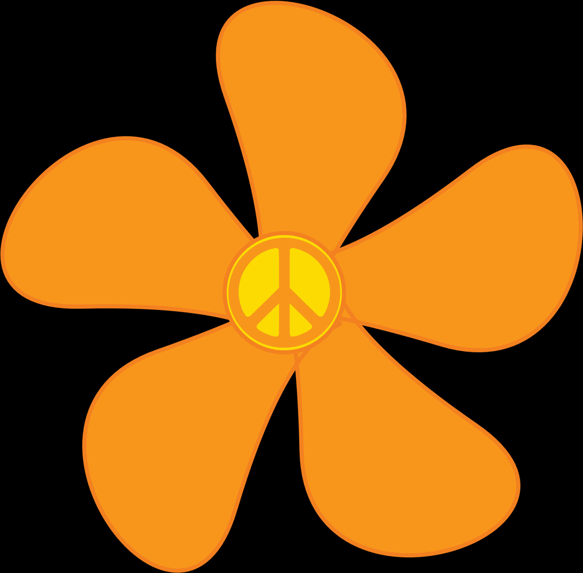 Orange Peace Symbol Daisy PNG image
