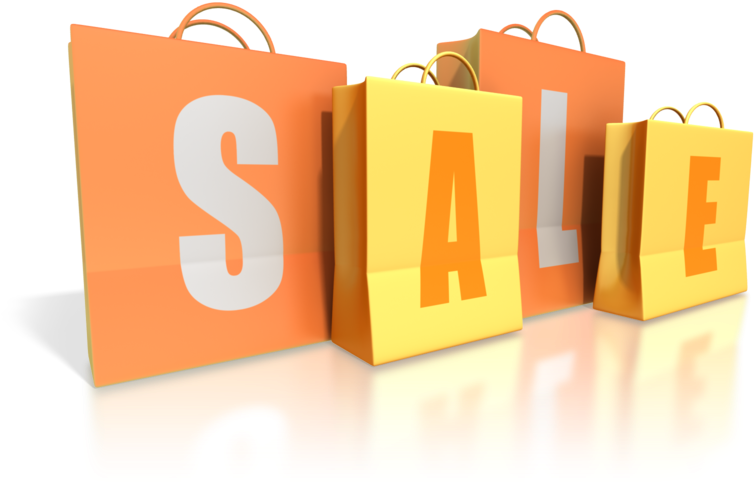 Orange Sale Shopping Bags PNG image