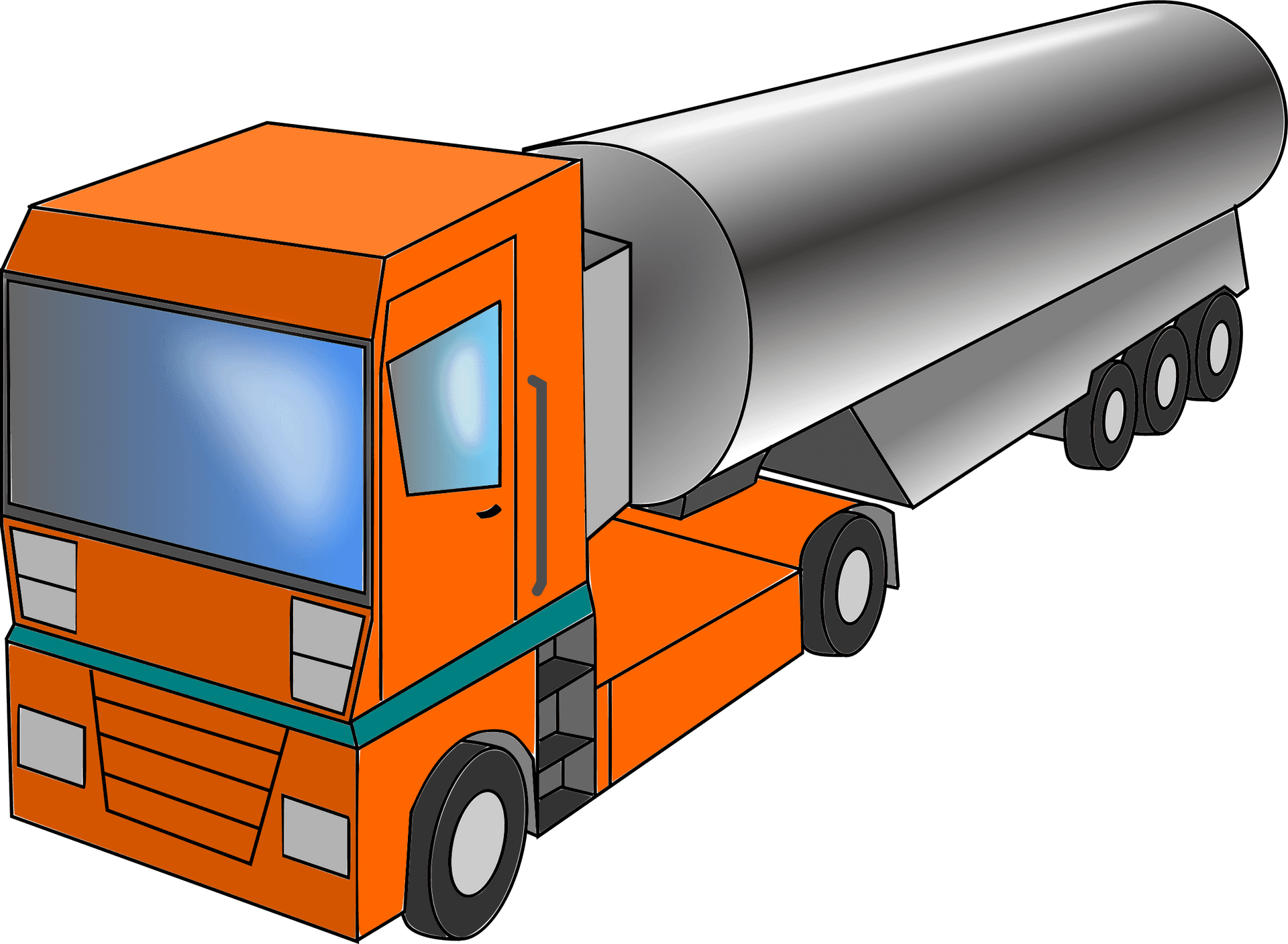 Orange Semi Truckwith Tanker Trailer PNG image