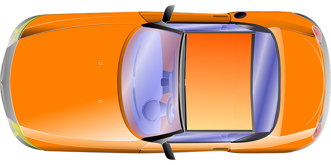 Orange Sports Car Top View PNG image