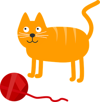 Orange Striped Cat With Yarn Ball PNG image