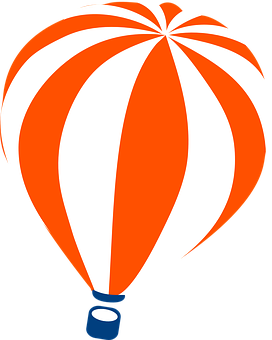 Orange Striped Hot Air Balloon Vector PNG image