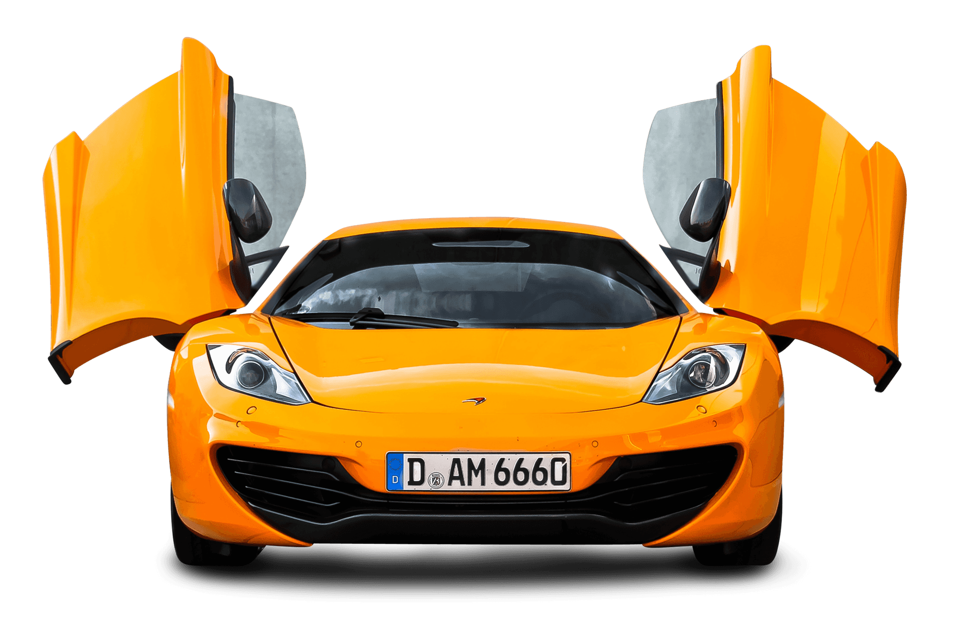 Orange Supercar With Doors Up PNG image