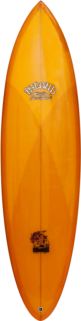 Orange Surfboard Standing Vertical PNG image