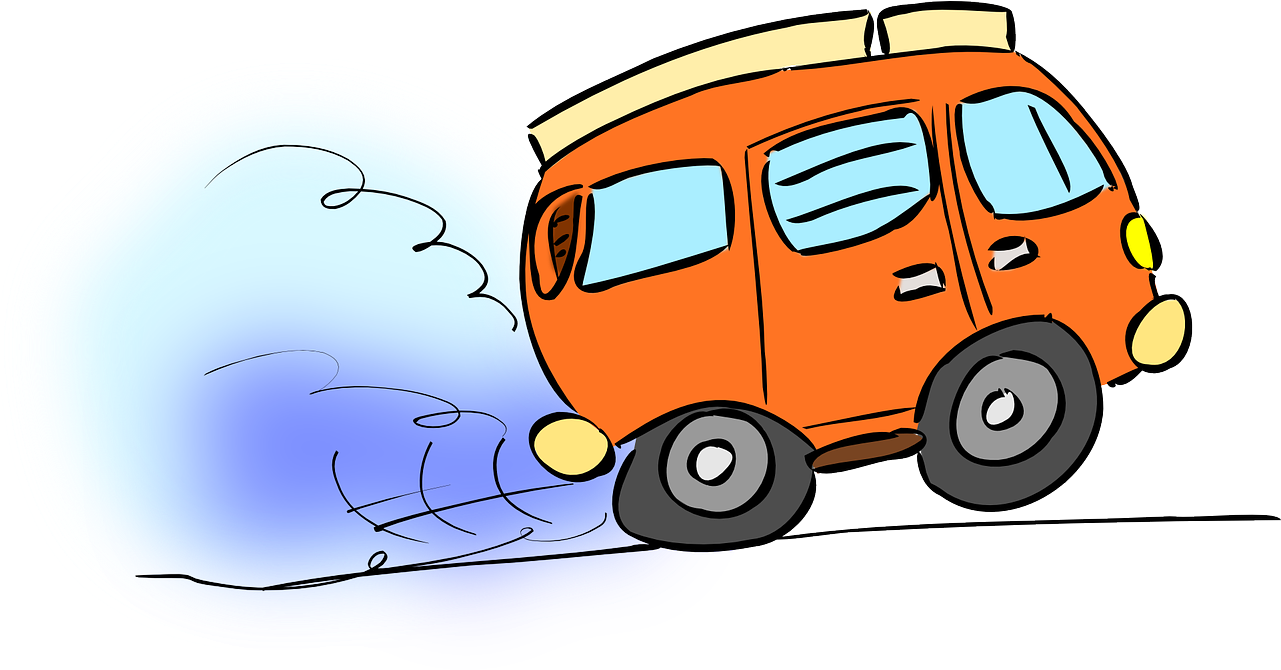 Orange Van Cartoon Illustration PNG image