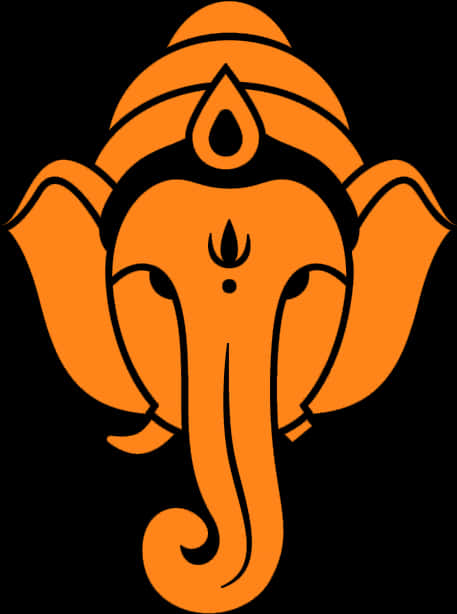 Orange Vinayagar Silhouette PNG image