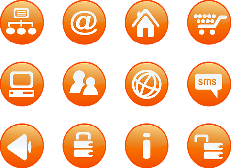 Orange Web Icons Set PNG image