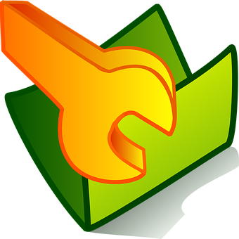 Orange Wrench Green Folder Icon PNG image