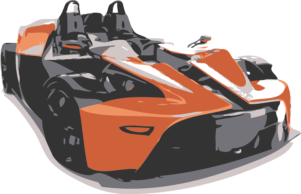 Orangeand Black Race Car Illustration PNG image