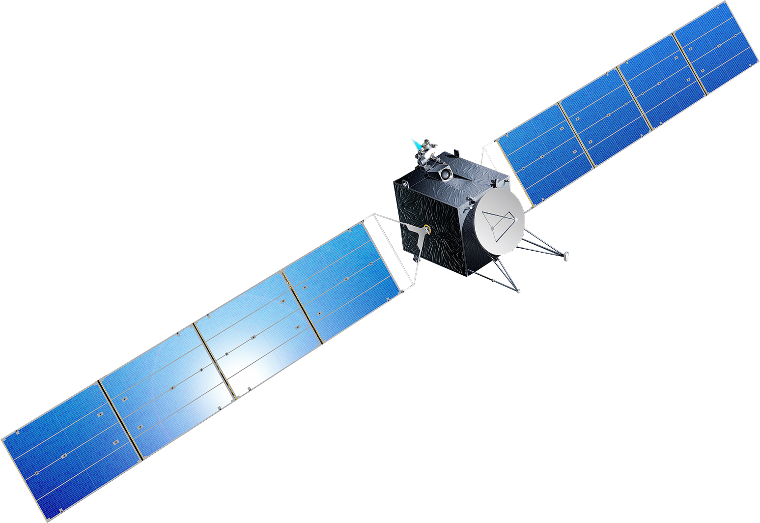 Orbiting Satellite Isolatedon Gray PNG image