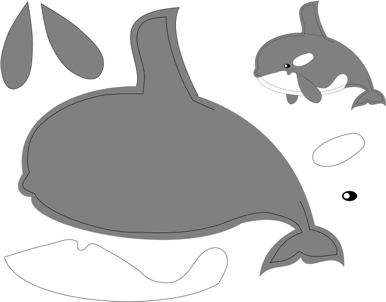 Orca Cartoonand Silhouette PNG image